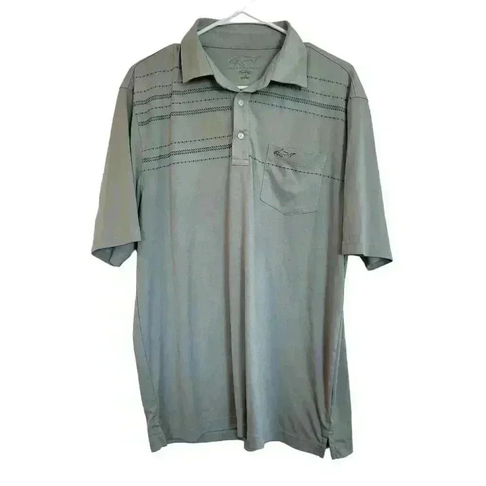 Greg Norman Men's Sage Green Polyester Polo Golf Shirt